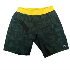 Greyson Golf Fulton Workout Shorts Lined Scareb Camo Green Size Large $95